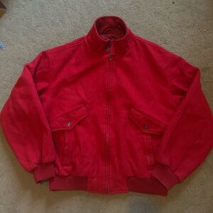 Vintage Nordstrom Men's Bold Red Bomber Jacket